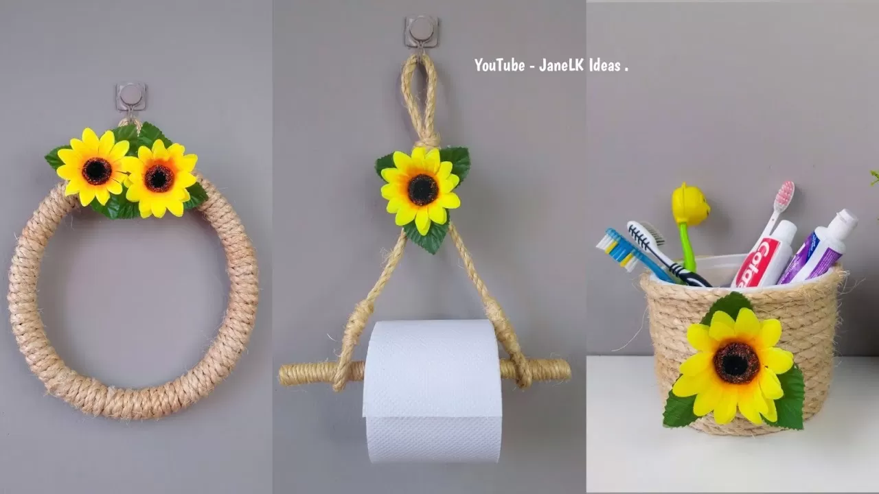 Juego De Baño Con Soga de Cabuya | Manualidades Fáciles | Diy  Porta cepillos de dientes #artesanato