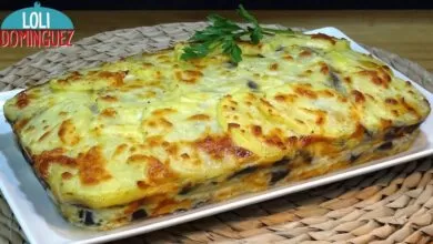Pastel de patatas, berenjenas, jamón york y queso, súper fácil y SIN FRITOS – Loli Domínguez